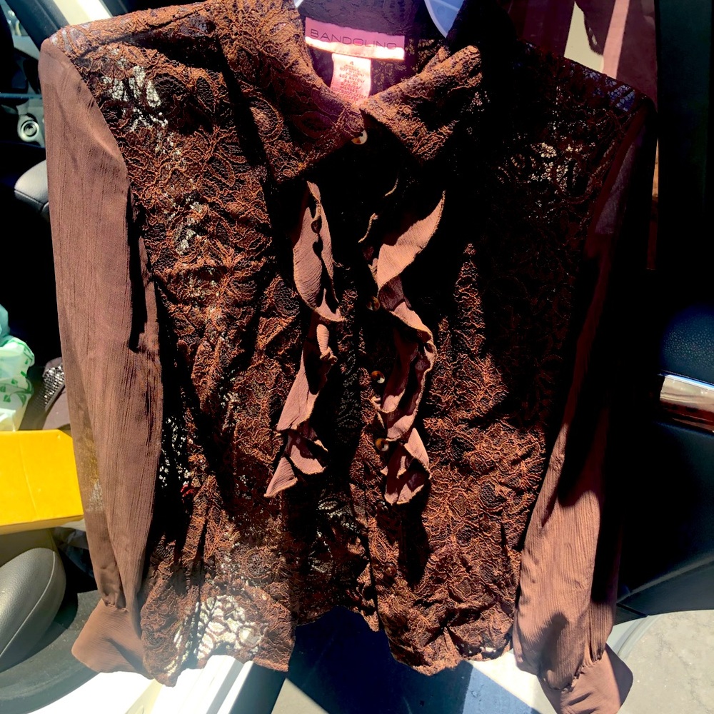 Brandolino brown lace blouse classic style great condition  dress up or down